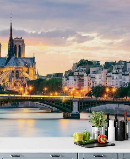 Notre Dame und Fluss Fototapete