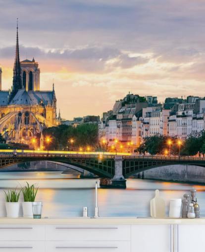Papier Peint Fresque Notre-Dame et la Rivière Papier Peint Fresque Notre-Dame et la Rivière
