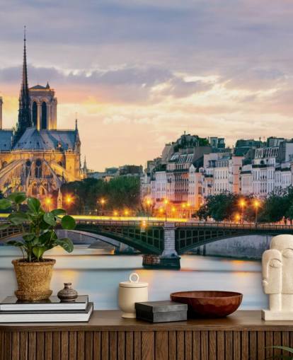 Notre Dame und Fluss Fototapete