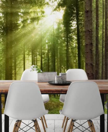 green customizable forest wallpaper called Panoramic Woodland for bedrooms