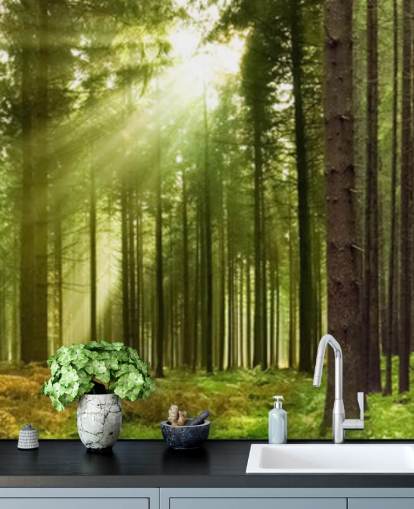 green customisable forest wallpaper called Panoramic Woodland for bedrooms green customisable forest wallpaper called Panoramic Woodland for bedrooms