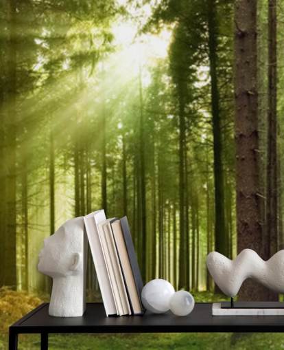 green customisable forest wallpaper called Panoramic Woodland for bedrooms