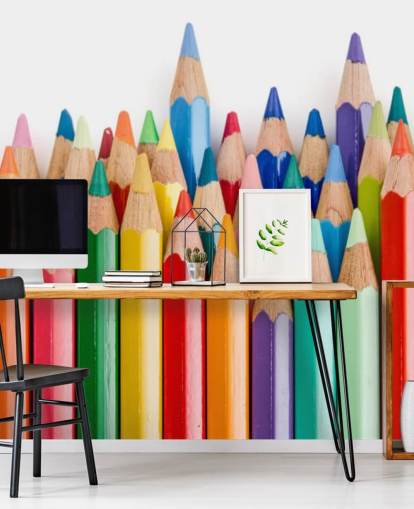 papier peint mural coloré pour enfants appelé Pencil Crayons pour les écoles, les chambres d'enfants et les salles de jeux papier peint mural coloré pour enfants appelé Pencil Crayons pour les écoles, les chambres d'enfants et les salles de jeux