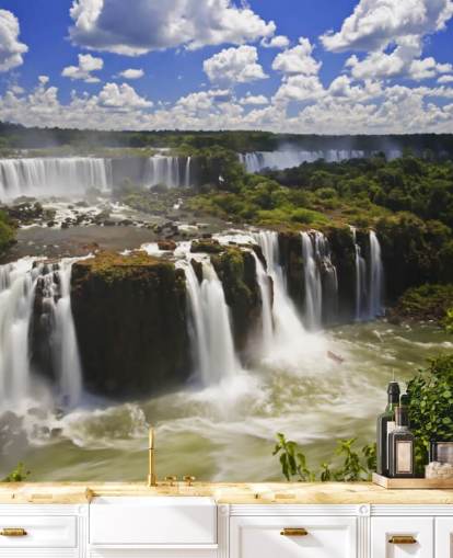 Mural da Parede da Cachoeira Tropical Iguassu Mural da Parede da Cachoeira Tropical Iguassu