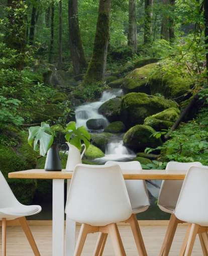 mural verde personalizable en forma de cascada llamado Mossy Waterfall para salas de estar y cocinas mural verde personalizable en forma de cascada llamado Mossy Waterfall para salas de estar y cocinas