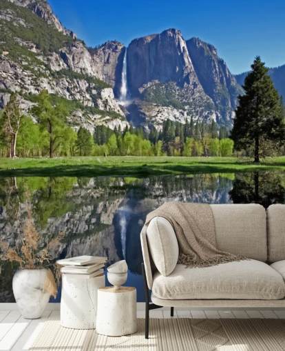 Decorazione murale con vista lago e montagna