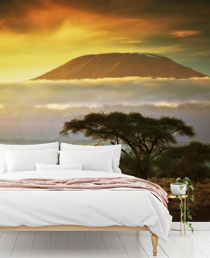 Mount Kilimanjaro boven wolken muurschildering Mount Kilimanjaro boven wolken muurschildering