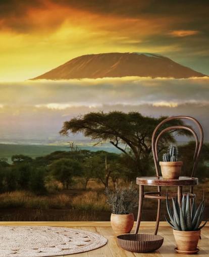 Mount Kilimanjaro ovanför Moln Väggmålning