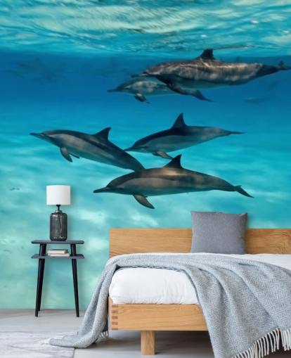 Dolphin Pod Under the Sea Wall Mural