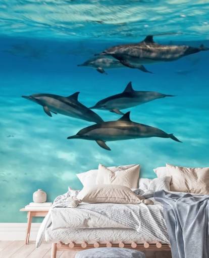 Dolphin Pod Under the Sea Wall Mural