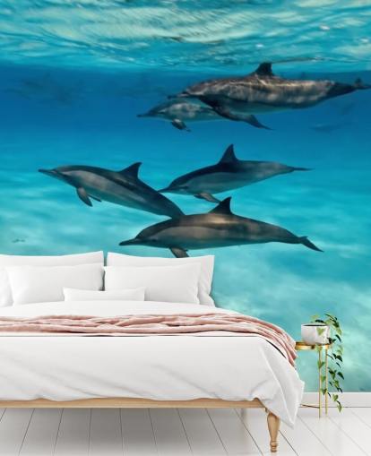 Dolphin Pod Under the Sea Wall Mural