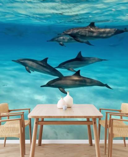 Dolphin Pod Under havet väggmålning