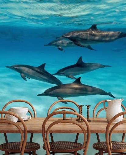 Dolphin Pod Under the Sea Wall Mural