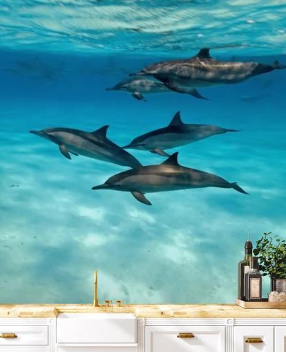 Dolphin Pod Under the Sea Wall Mural
