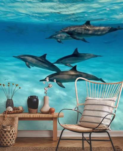 Decorazione murale con delfino sotto il mare Decorazione murale con delfino sotto il mare