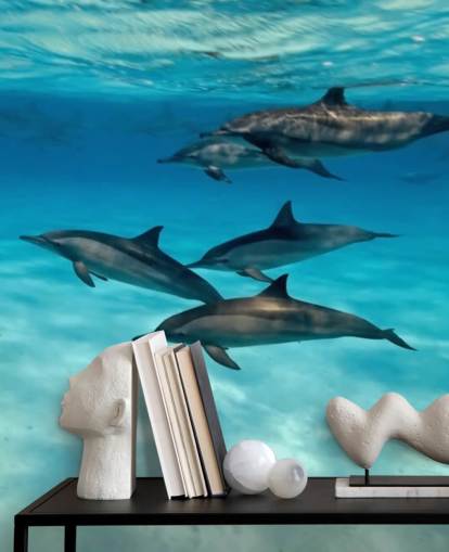 Decorazione murale con delfino sotto il mare