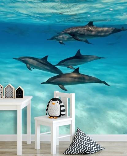 Dolphin Pod Under the Sea Wall Mural
