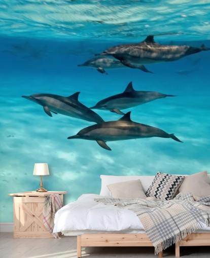 Papier Peint Fresque Dolphin Pod sous la mer Papier Peint Fresque Dolphin Pod sous la mer