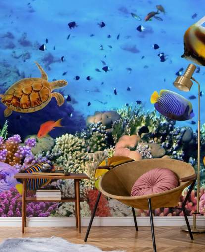 Mural de Parede de Coral e Peixe