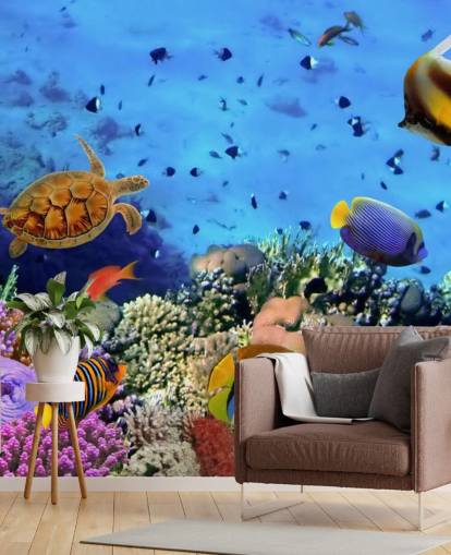 Decorazione murale con coralli e pesci