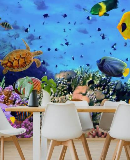 colourful customisable fish wallpaper mural called Photo of a Coral Colony for kid's bedroom