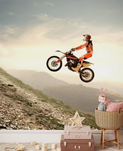 Flyvende Motocross rytter Baggrund Flyvende Motocross rytter Baggrund