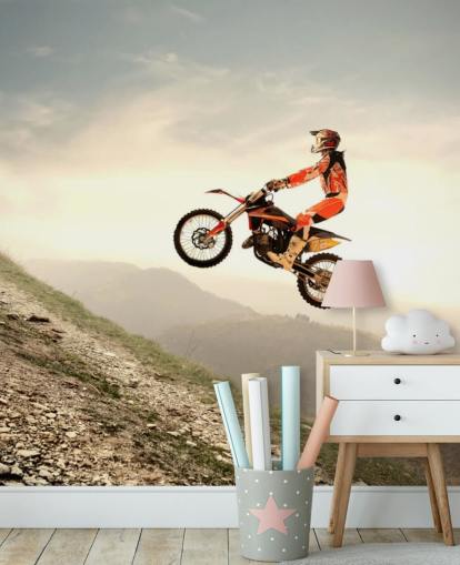 Lentävä Motocross Rider Taustakuva