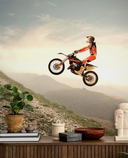 Flying Motocross Rider behang