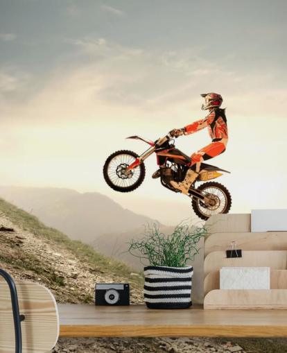 Fliegender Motocross-Fahrer Tapete