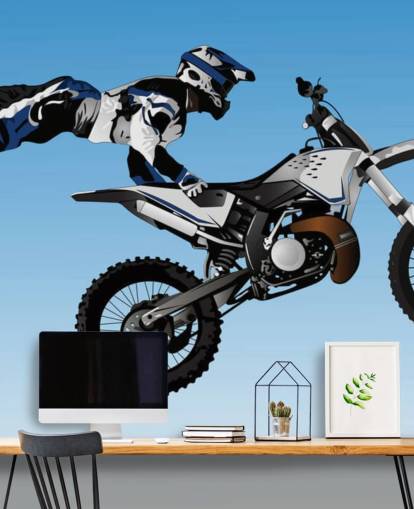 Motocross Biker Flying on Back of Bike Wallpaper Motocross Biker Flying on Back of Bike Wallpaper