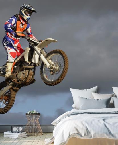 Motorcross Biker in Air Wallpaper Motorcross Biker in Air Wallpaper