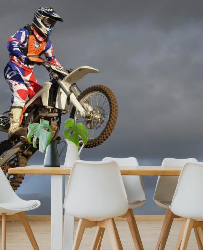 Motorcross Biker in Air Wallpaper