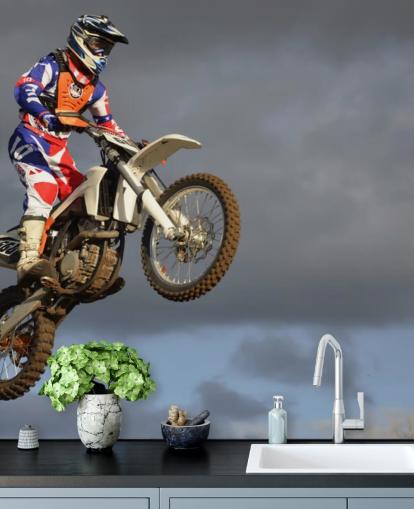 Fondo de pantalla de motocross en el aire