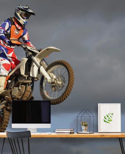 Motorcross Biker in Air behang