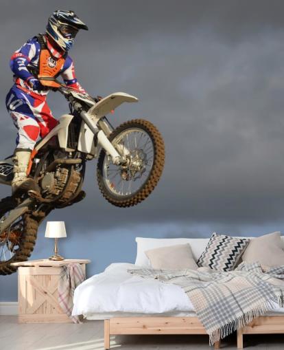 Motorcross Biker in Air Wallpaper
