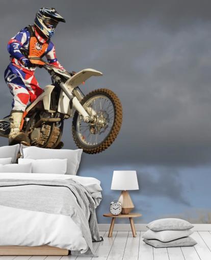 Motorcross Biker in Air Wallpaper