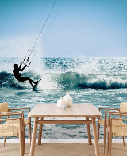 Surfer Kite Surfing Silhouette Wallpaper