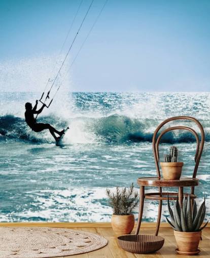 Surfer Kite Surfing Silhouette Wallpaper