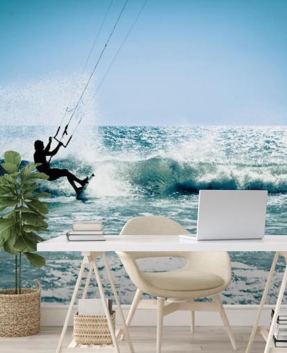 Surfer Kite Surfing Silhouette Wallpaper