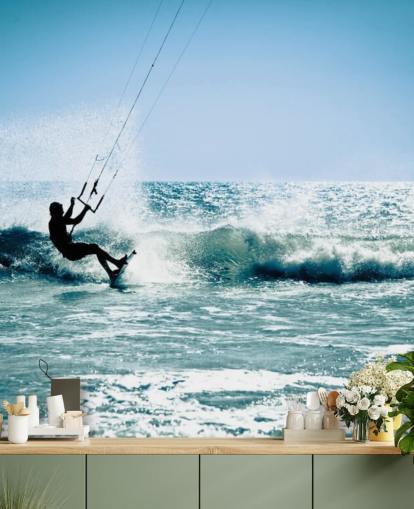 Surfer Kite Surfing Silhouette Wallpaper