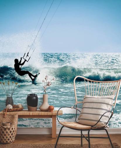 Surfer Kite Surfing Silhuet Baggrund Surfer Kite Surfing Silhuet Baggrund