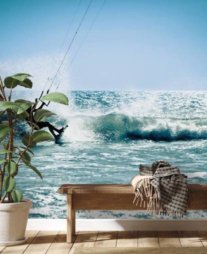 Surfer Kite Surfing Silhuet Baggrund Surfer Kite Surfing Silhuet Baggrund