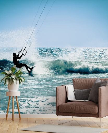 Surfer Kite Surfing Silhouette Wallpaper