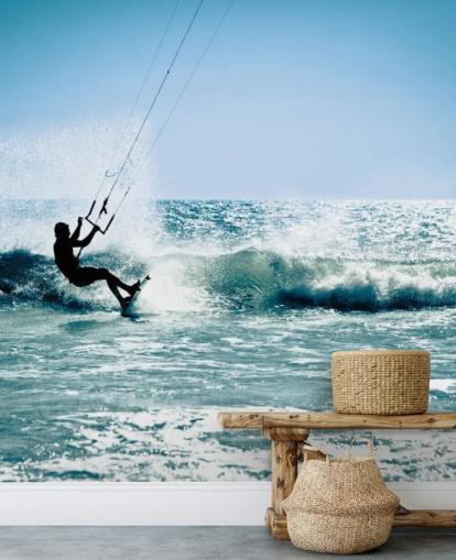 Surfer Kite Surfing Silhouette Wallpaper