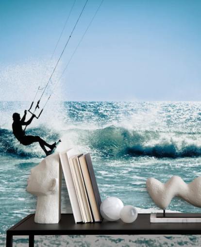 Surfer Kite Surfing Silhuet Baggrund Surfer Kite Surfing Silhuet Baggrund