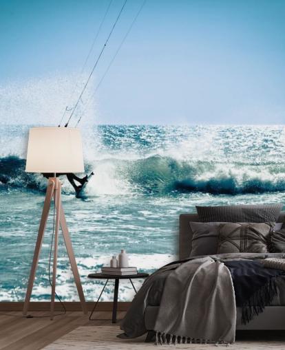 Surfer Kite Surfing Silhuet Baggrund Surfer Kite Surfing Silhuet Baggrund