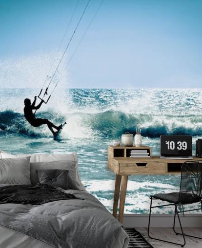 Surfer Kitesurfing Silhouette-Tapete