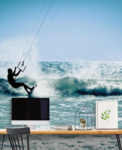 Surfer Kitesurfing Silhouette-Tapete
