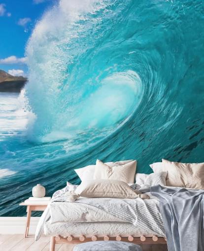 carta da parati murale blu personalizzabile chiamata Barrel per camere da letto, bagni e aziende