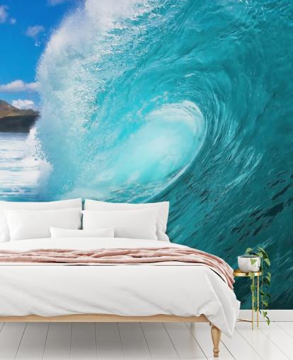 carta da parati murale blu personalizzabile chiamata Barrel per camere da letto, bagni e aziende